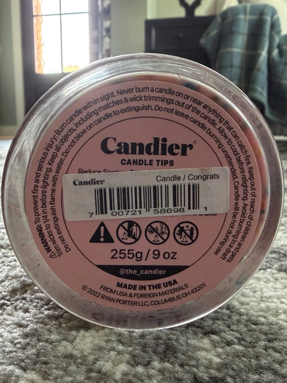 Congrats Pink Sprinkle Celebration Candle